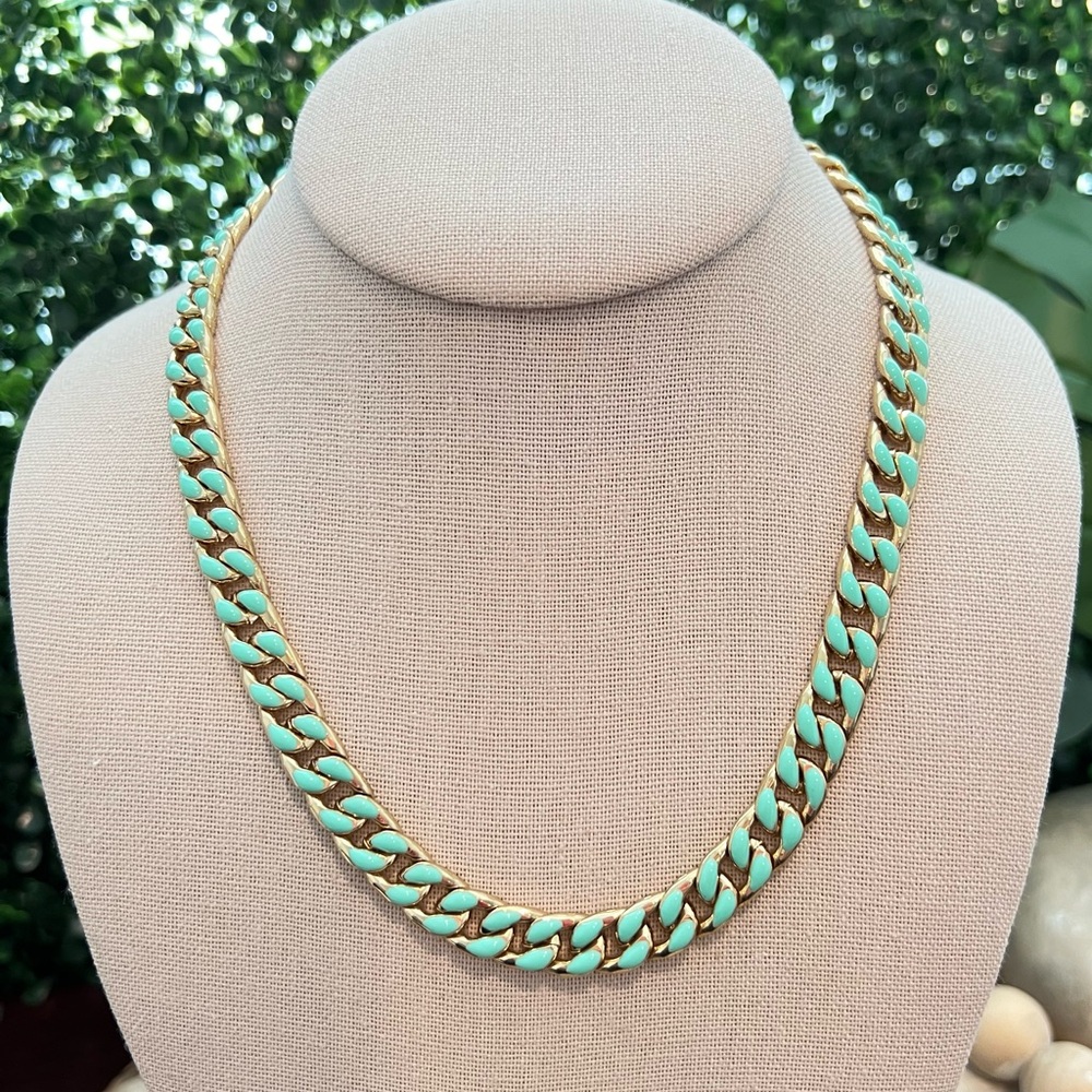 New Gold and Mint Green Chainlink Necklace | Reversible | Lobster Clasp | Chunky